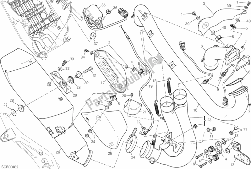 Todas as partes de Sistema De Exaustão do Ducati Hypermotard USA 821 2014